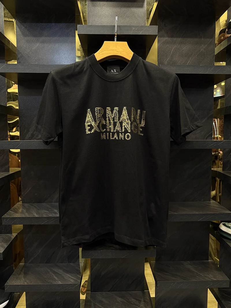 ARMANI TShirt (Gold print) - Black (JU 110)